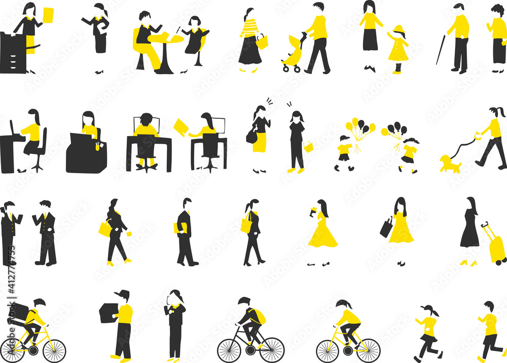 Fototapeta premium 手描き 人物 イラストセット