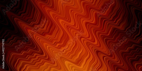 Dark Orange vector backdrop with bent lines.