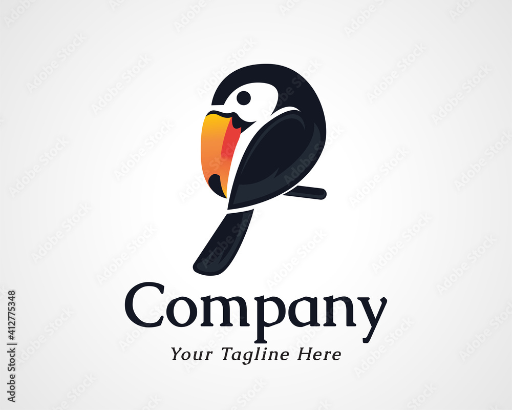 Obraz premium Simple modern unique art style toucan bird logo icon symbol design illustration inspiration