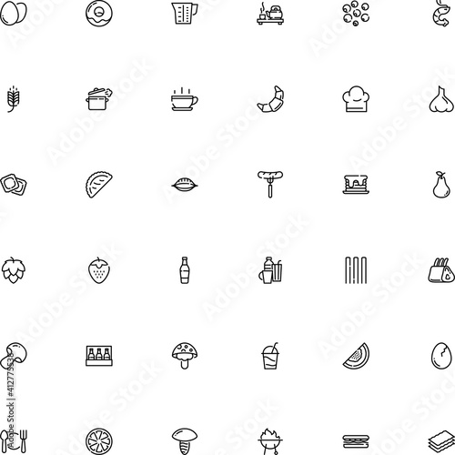 icon vector icon set such as: bake, poisonous, wear, teacup, pan, ham, chinese, piper, orechiette pasta shape, empanada, birch, flour, field, clean, noodles, grain, prawn, dining, doughnut, boiled