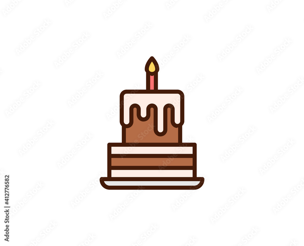 Cake flat icon. Single high quality outline symbol for web design or mobile app. Holidays thin line signs for design logo, visit card, etc. Outline pictogram EPS10 Cake flat icon. Single high quality outline symbol for web design or mobile app. Holidays thin line signs for design logo, visit card, etc. Outline pictogram EPS10
