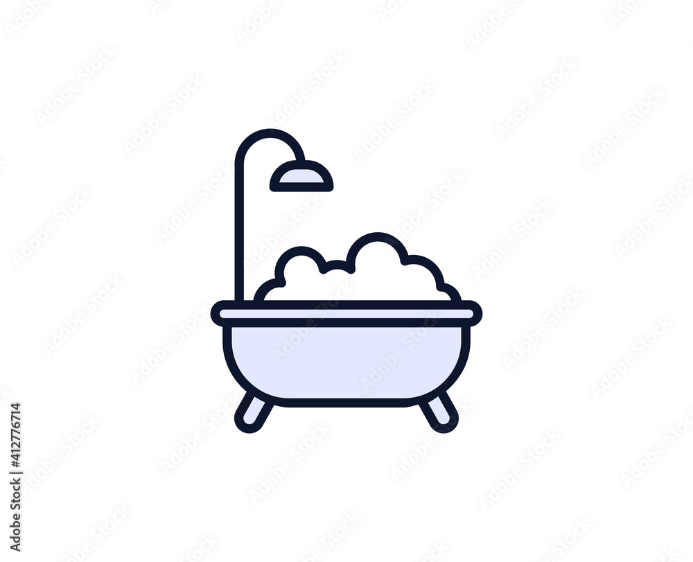 Bath flat icon. Single high quality outline symbol for web design or mobile app. House thin line signs for design logo, visit card, etc. Outline pictogram EPS10 Bath flat icon. Single high quality outline symbol for web design or mobile app. House thin line signs for design logo, visit card, etc. Outline pictogram EPS10