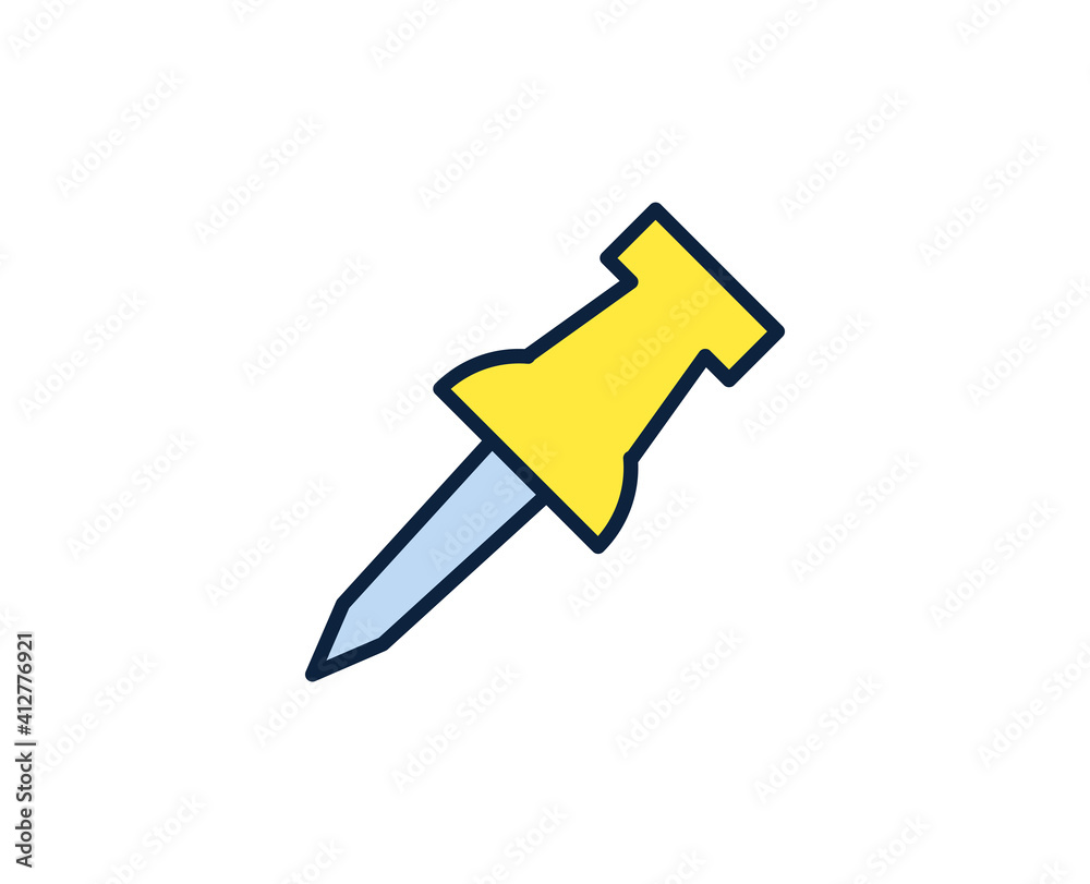 Push pin line icon. Vector symbol in trendy flat style on white background. Office sing for design. Push pin line icon. Vector symbol in trendy flat style on white background. Office sing for design.