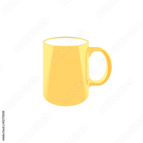 yellow mug. a cup of coffee or tea. color illustration. mockup for branding. vector template. single object on transparent background