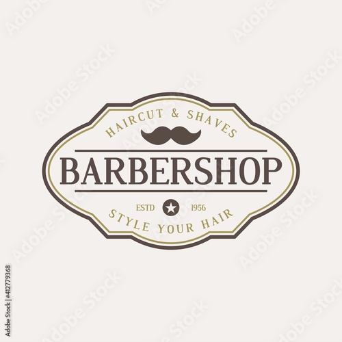 barbershop vector vintage hipster logo illustration design