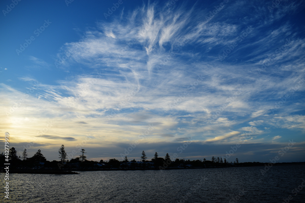 skyline with clouds and sunset colours skyline with clouds and sunset colours