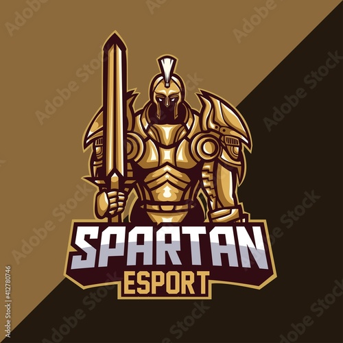 Spartan mascot logo template for esport team, etc. easy to edit and customize