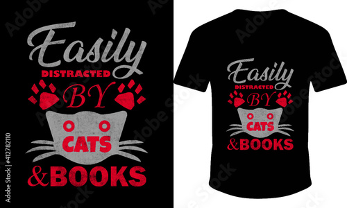 cats and book new t-shirt design.