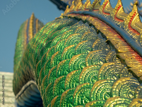 Phaya Naga guard the Temple Wat in Thailand photo