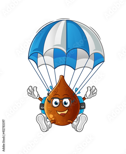 thorny palm skydiving character. cartoon mascot vector