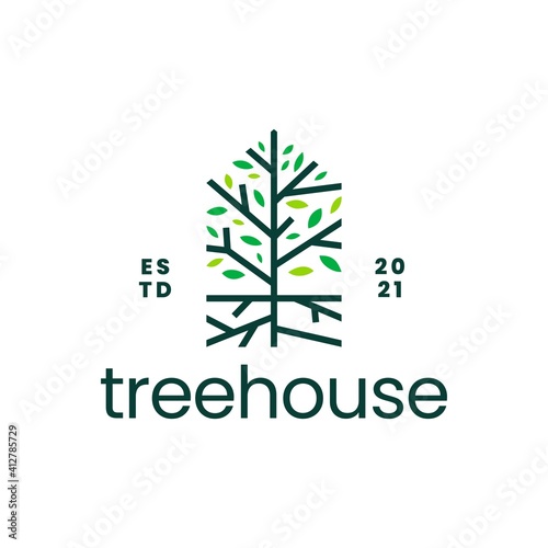 tree root house home mortgage logo vector icon illustration