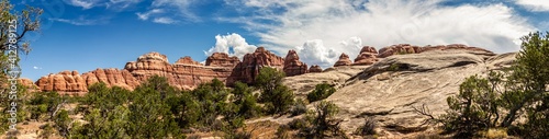 Panorama shot of mesas and buttes in canyonlands national park at sunny day in Utah, America