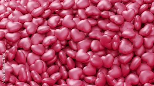 Heart candy wave 3D rendering pink color, Love valentine's Day concept design pattern background animation 4K footage