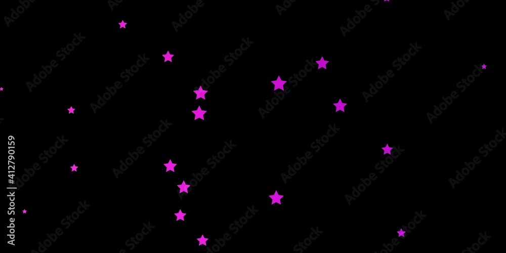 Dark Pink vector pattern with abstract stars.