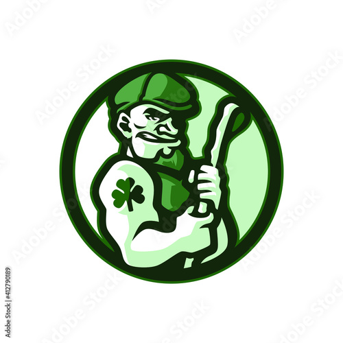 Irish stick mascot logo design