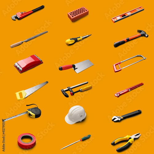 Set of construction tools o...