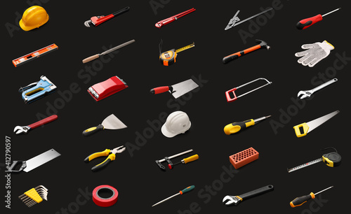 Set of construction tools o...