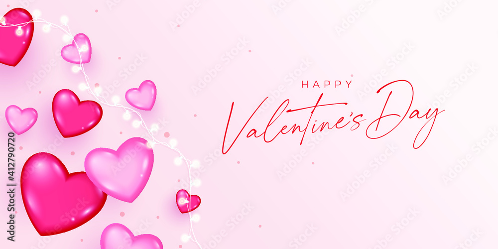 Creative valentine's day background. Romantic composition with hearts and lights. Vector illustration. Wallpaper, flyers, invitation, posters, brochure, banners, ads, coupons, promotional material.