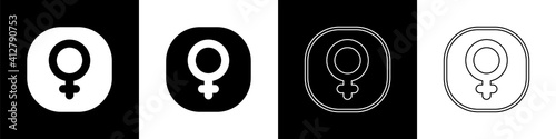 Set Venus symbol icon isolated on black and white background. Astrology, numerology, horoscope, astronomy. Vector.