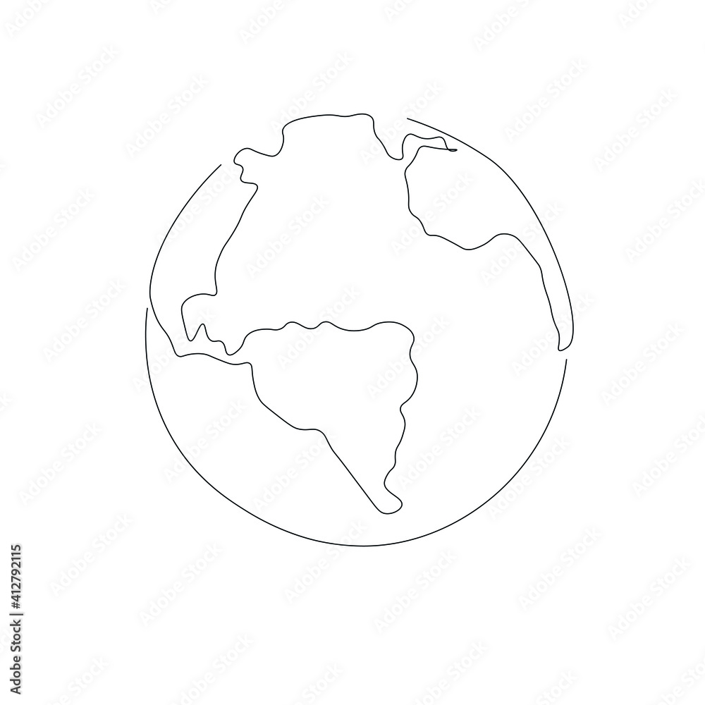 World globe map on white background line drawing, vector illustration World globe map on white background line drawing, vector illustration