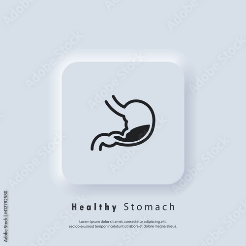 Healthy stomach icon. Stomach logo. Gastrointestinal icon. Vector. UI icon. Neumorphic UI UX white user interface web button. Neumorphism