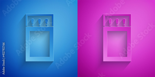 Gold and silver Open matchbox and matches icon isolated on black background. Long shadow style. Vector.
