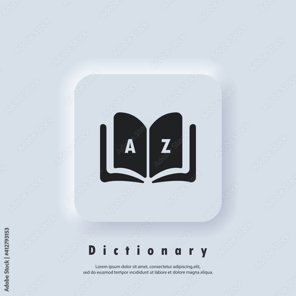 ictionary icon. Glossary. Badge with book. Dictionary logo. Library ...