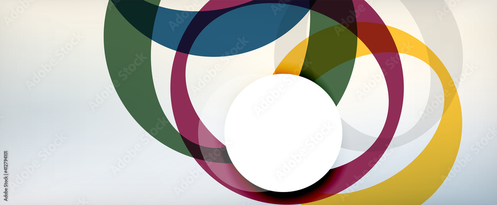 Fototapeta premium Ring geometric shapes, o letter repetition wallpaper. Abstract background for business or technology presentations, internet posters or web brochure covers
