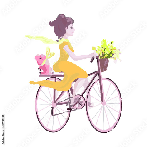 girl with bicycle