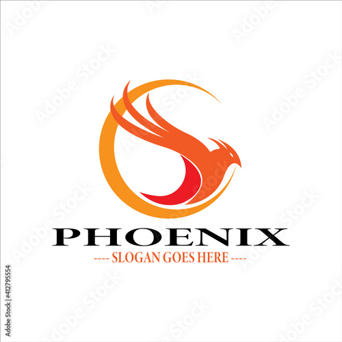 Phoenix logo design template. Vector Illustration