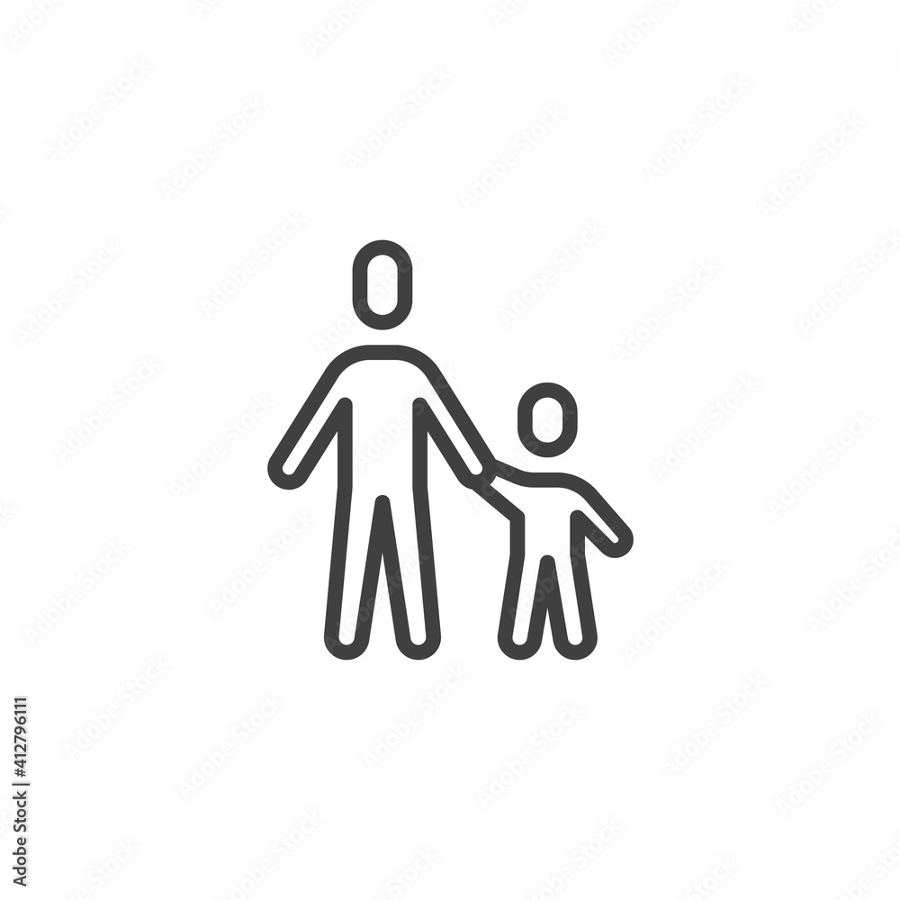 Man and child line icon. linear style sign for mobile concept and web design. Father with son outline vector icon. Family people symbol, logo illustration. Vector graphics Man and child line icon. linear style sign for mobile concept and web design. Father with son outline vector icon. Family people symbol, logo illustration. Vector graphics