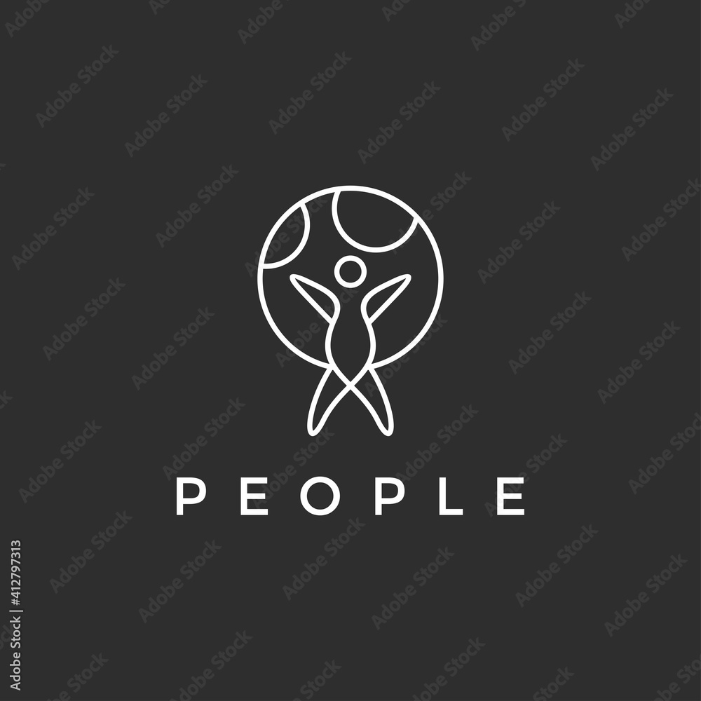 people vector line icon. Simple element illustration. squad outline icon from tools and utensils concept. in black background