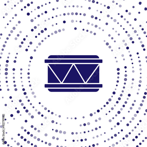 Blue Drum icon isolated on white background. Music sign. Musical instrument symbol. Abstract circle random dots. Vector.