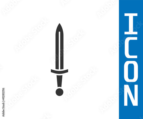 Grey Medieval sword icon isolated on white background. Medieval weapon. Vector.