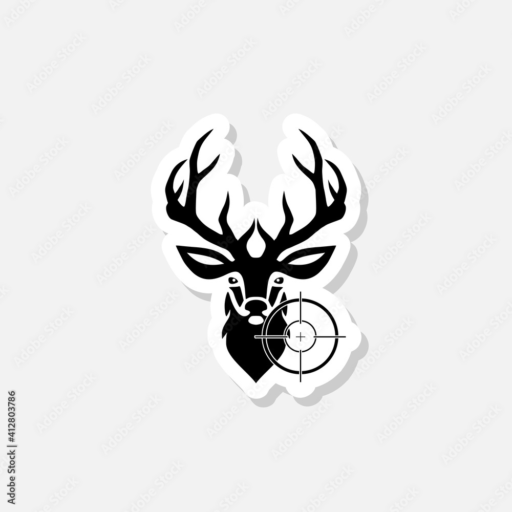 Hunt on deer with cross hair icon sticker Hunt on deer with cross hair icon sticker