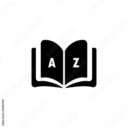 Dictionary icon. Glossary. Badge with book. Dictionary logo. Library icon. Vector EPS 10