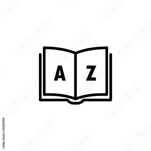 ictionary icon. Glossary. Badge with book. Dictionary logo. Library icon. Vector EPS 10