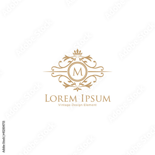 Vintage monogram template .  Vector logo design template for boutique hotel, restaurant, jewelry