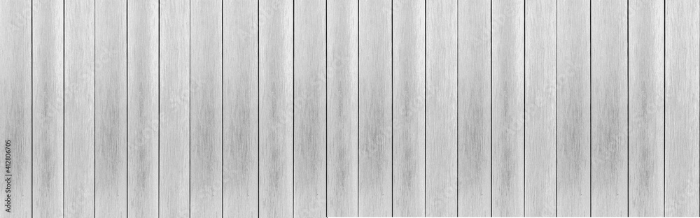 Obraz premium Panorama of Old white vintage wooden wall pattern and seamless background