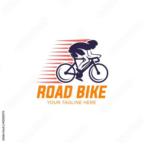cycling race stylized symbol  outlined cyclist vector silhouette 