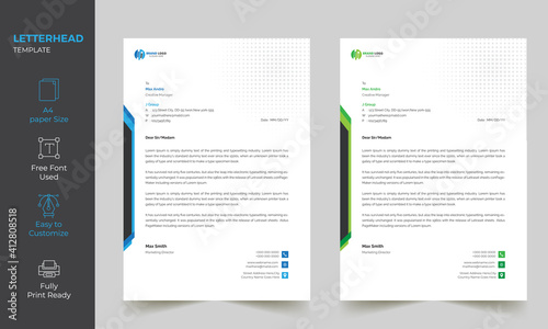 Modern Abstract Simple Unique Letterhead Design Template 2 Color Variation 