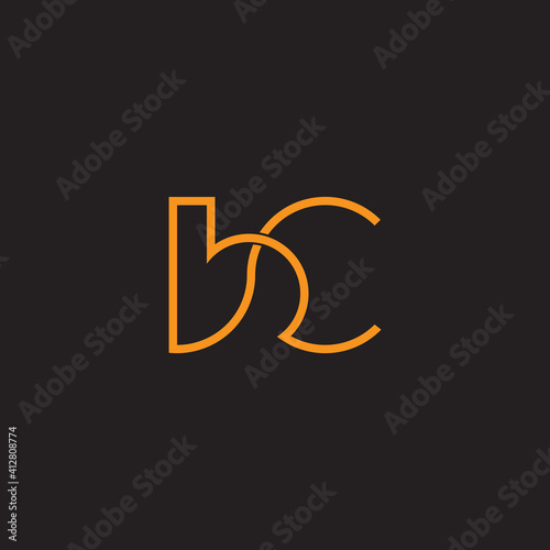 letter bc abstract overlapping line curve logo vector