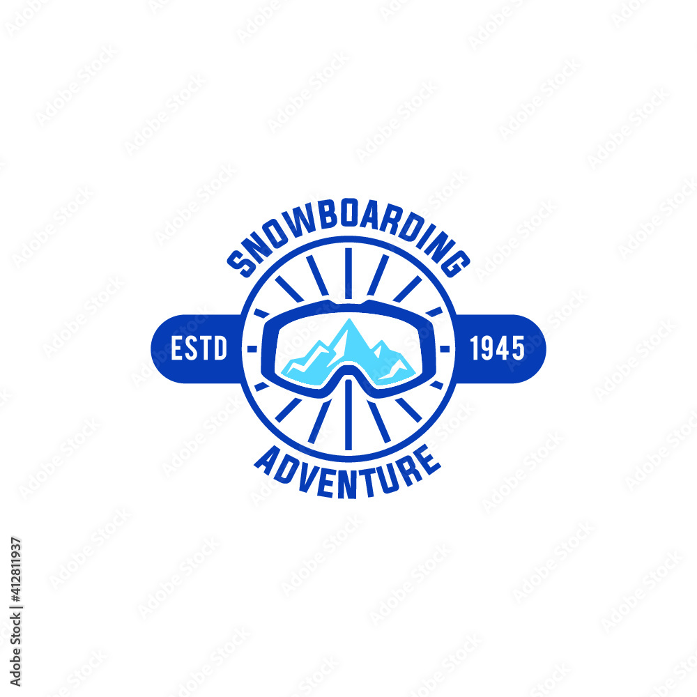 Snowboarding Club Flat Vector Icon 