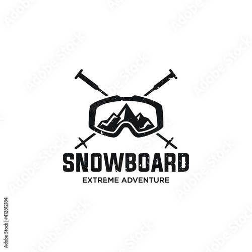 Snowboarding Club Flat Vector Icon 