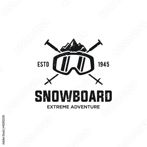 Snowboarding Club Flat Vector Icon 