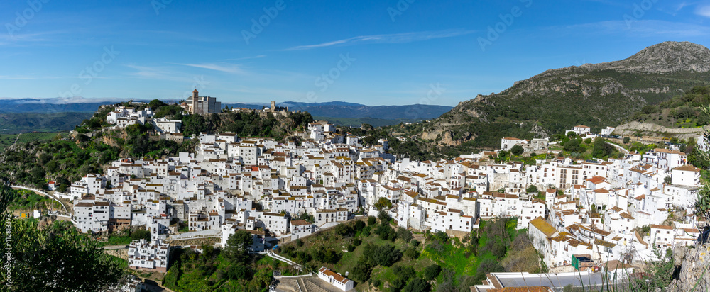 panorama view of the idyllic Andalusian village of Casares