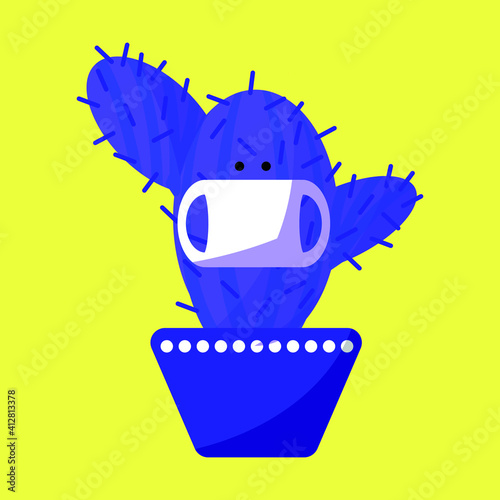 Illustration of a cactus in quarantine, vector