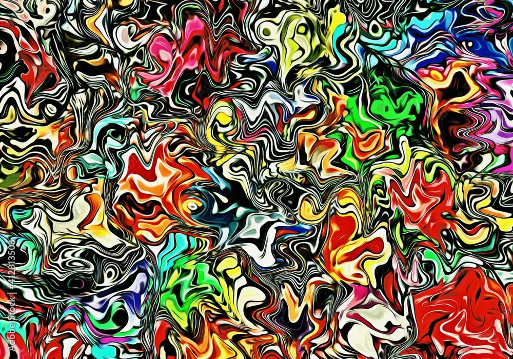 Strokes and stains of colored paint with brushes of different sizes and shapes. Psychedelic abstract background for design Strokes and stains of colored paint with brushes of different sizes and shapes. Psychedelic abstract background for design