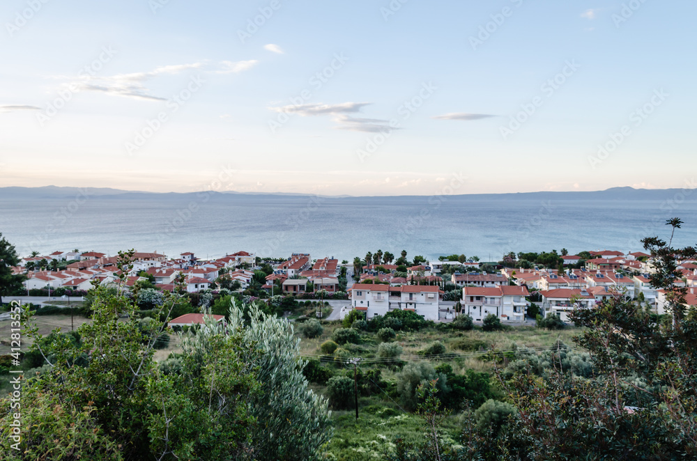 Panorama of Pefkochori in Greece 