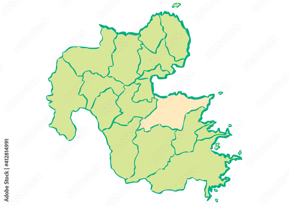 大分県 大分市 都道府県別・行政区域マップ 大分県 大分市 都道府県別・行政区域マップ